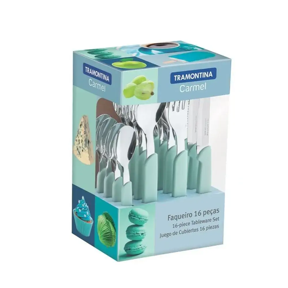 Faqueiro Inox 16pçs Turq/laranja Caramelo