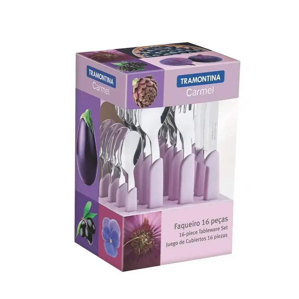 Faqueiro Inox 16pçs Purp/laranja Caramelo