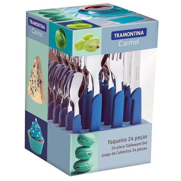 FAQUEIRO INOX 24PC CARMEL TURQ/ESCU
