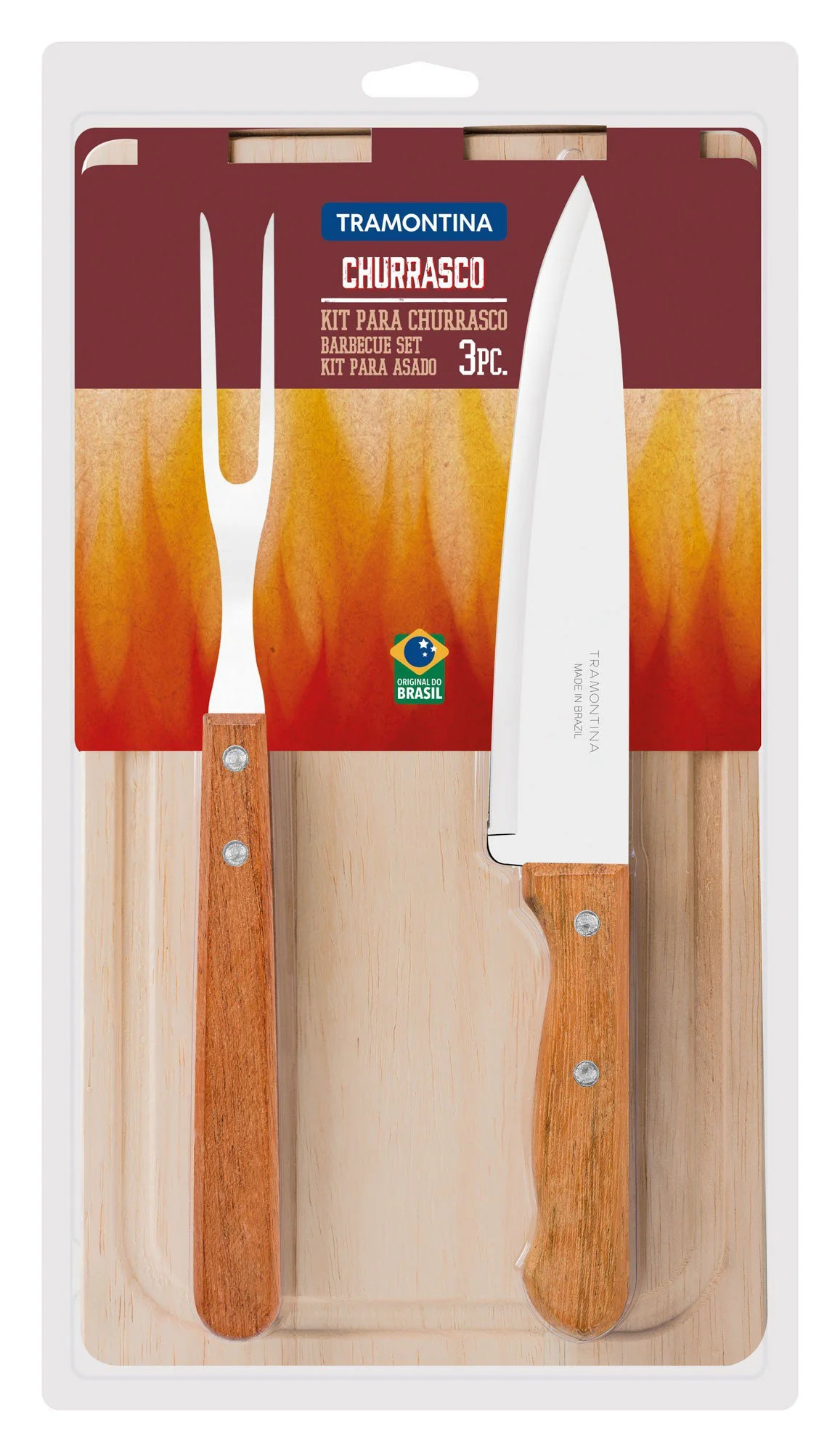 Jogo para Churrasco em Inox com 3 Peças TRAMONTINA