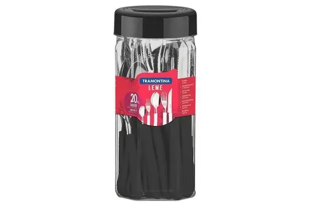 Faqueiro em Aço Inox Leme com 20 Peças Preto