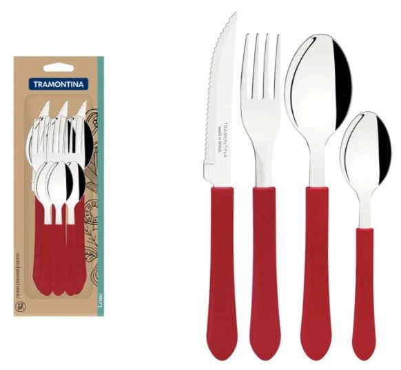Faqueiro Inox 12 Peças Leme Vermelho Tramontina
