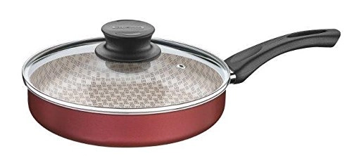 Frigideira Paris Antiaderente Starflon Vermelho Tampa de Vidro 24cm Tramontina