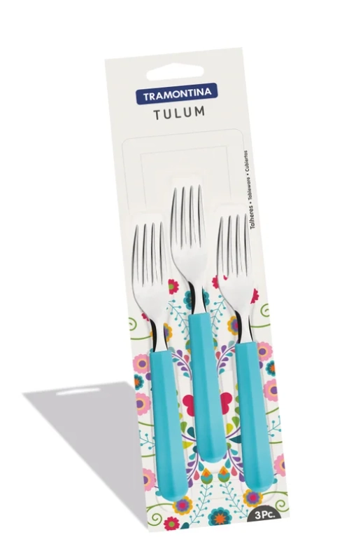 Jogo Garfo Sobremesa Tulum Inox Turqueza 3pcs 23275310 Tramontina
