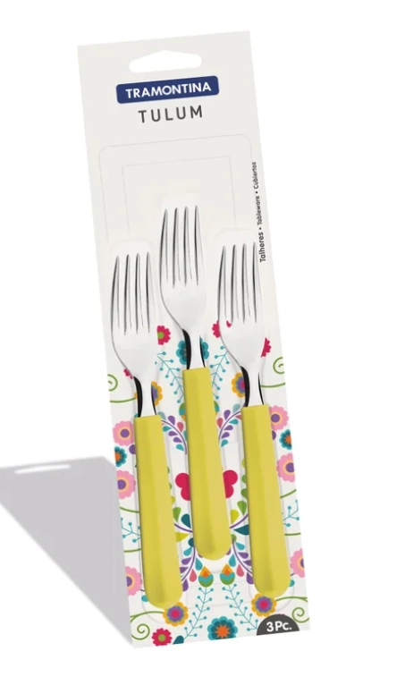 Jogo Garfo Sobremesa Tulum Inox Amarela 3pcs 23275320 Tramontina