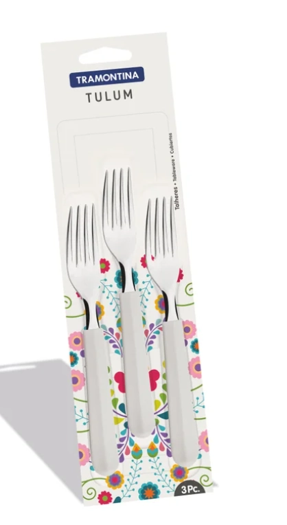Jogo Garfo Sobremesa Tulum Inox Off White 3pcs 23275380 Tramontina