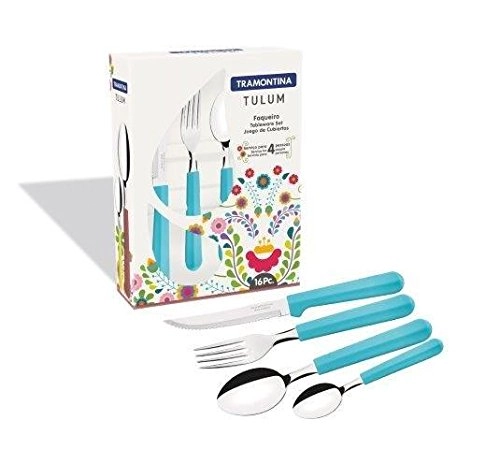 Tramont.faqueiro Inox C/6 Pcs Tulum Azul