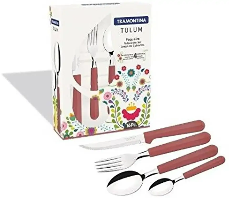 Tramont.faqueiro Inox C/16 Pcs Tulum Mostarda