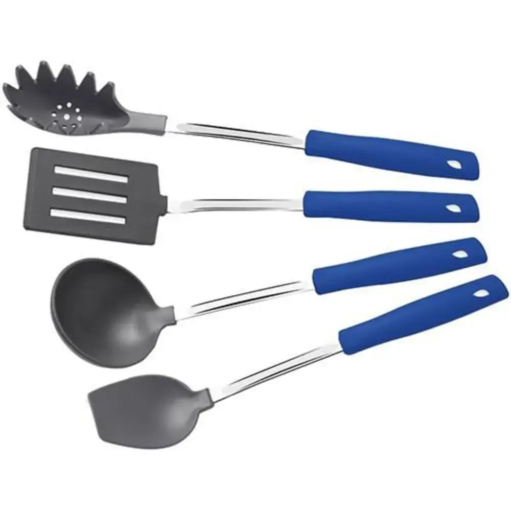 Conj Utensilios Nylon Hora De Renovar 4pc Azul