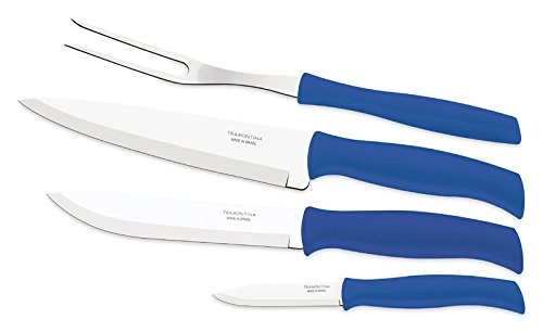 Cjo Facas Tramontina 4 Pcs Azul