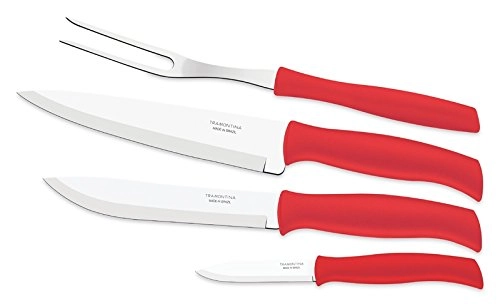 Cjo Facas Tramontina 4 Pcs Vermelho