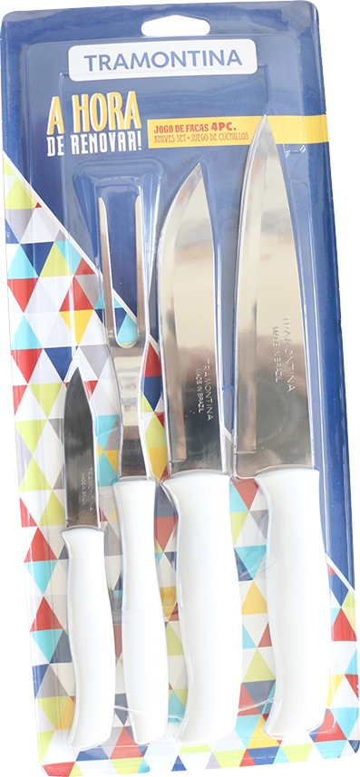Conj Tram Facas Inox Hora De Ren 4pc Branco
