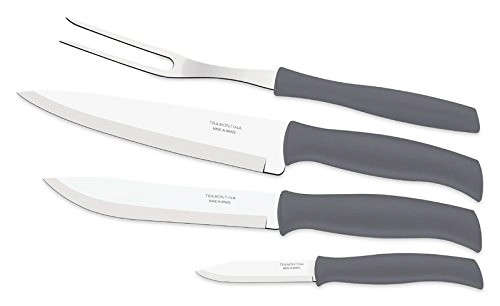 Cjo Facas Tramontina 4 Pcs Cinza