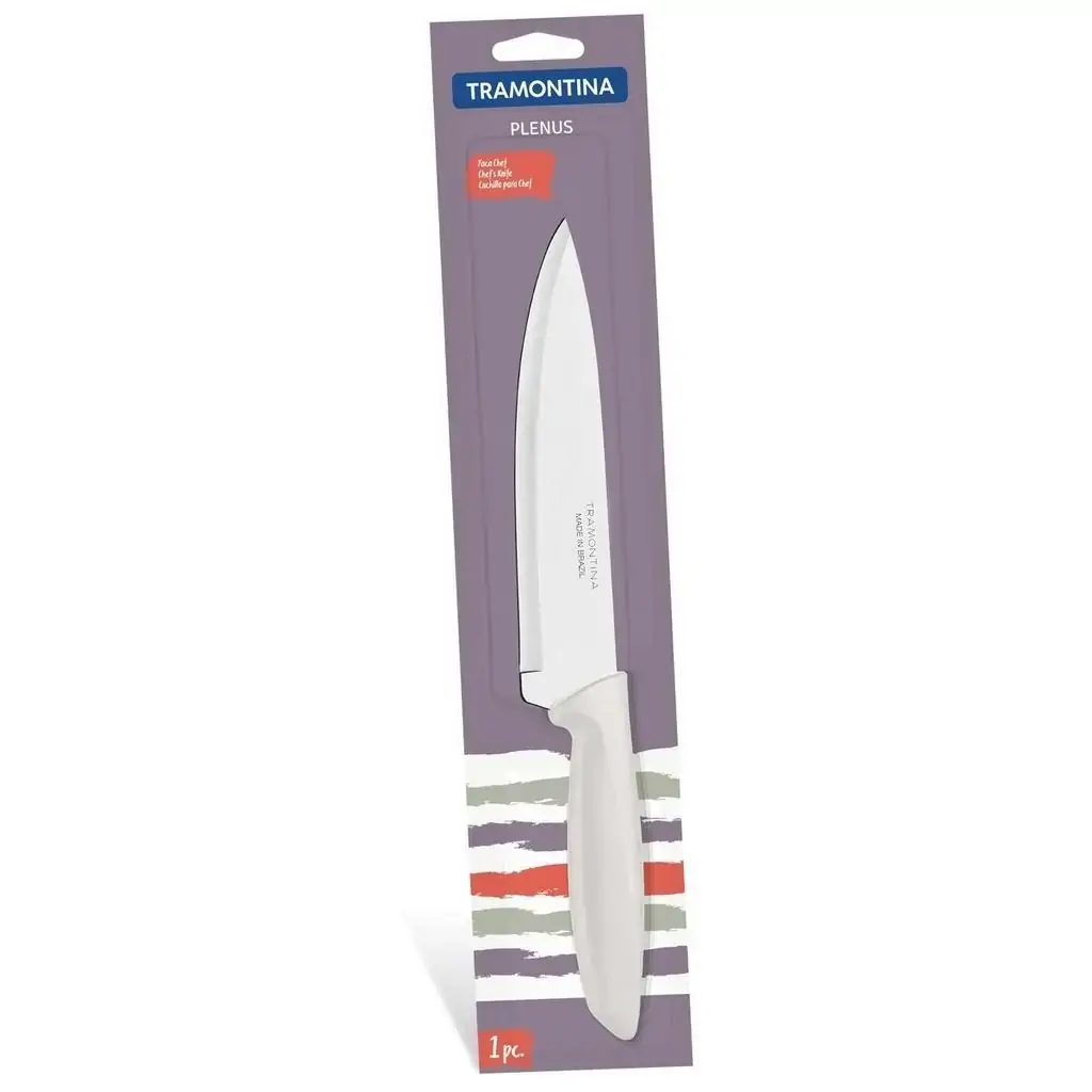 Faca Chef Tramontina Plenus com Lâmina em Aço Inox e Cabo de Polipropileno Off White 7 Polegadas