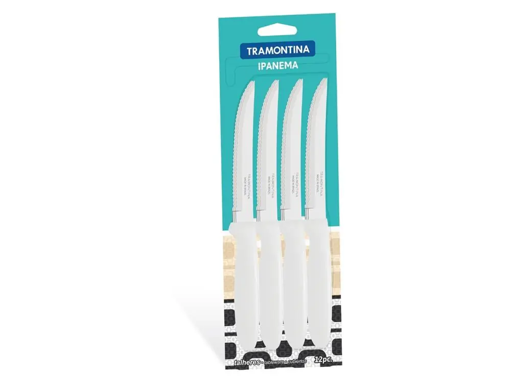 Conjunto Facas Chur 12 Pcs Ipanema Branco Laminas De Aco Inox E Cabos De Polipropileno Tramontina