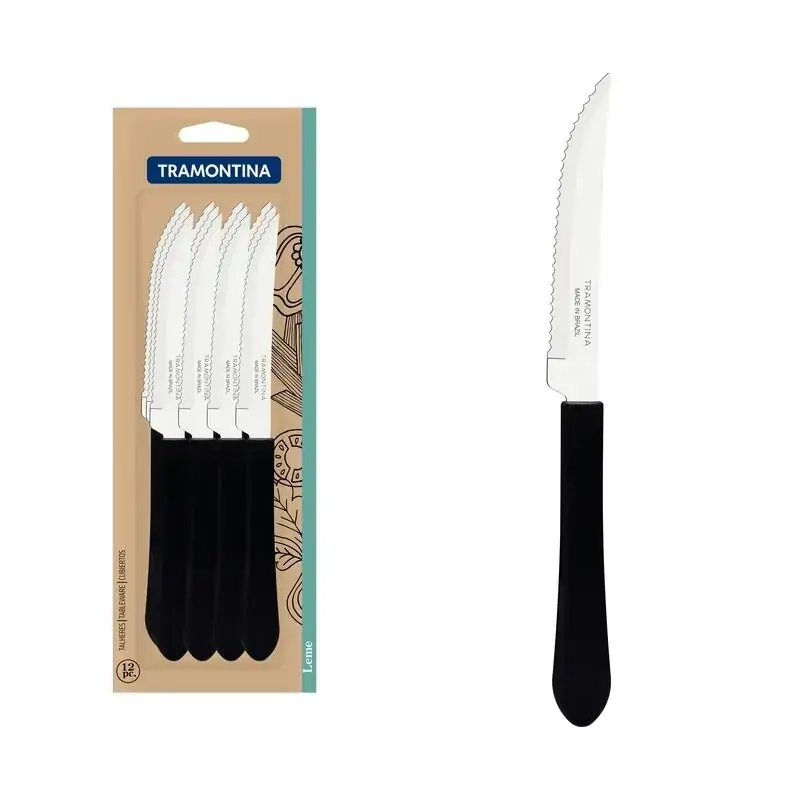 Conjunto Facas Churrasco Inox Leme Preto 12 Peças