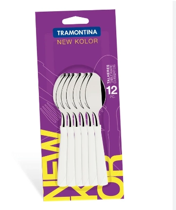 Jogo Colher Cha New Kolor Inox Branco 12pcs 23167980 Tramontina