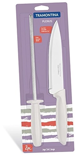 Conj Faca E Chaira Tramontina Inox Plenus Off 2pcs