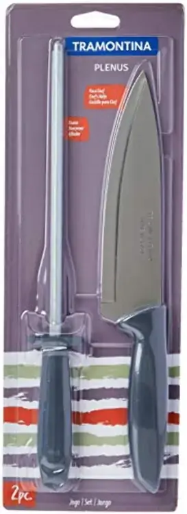 Conj Faca Tramontina Inox Plenus C/2 Pcs Cinza