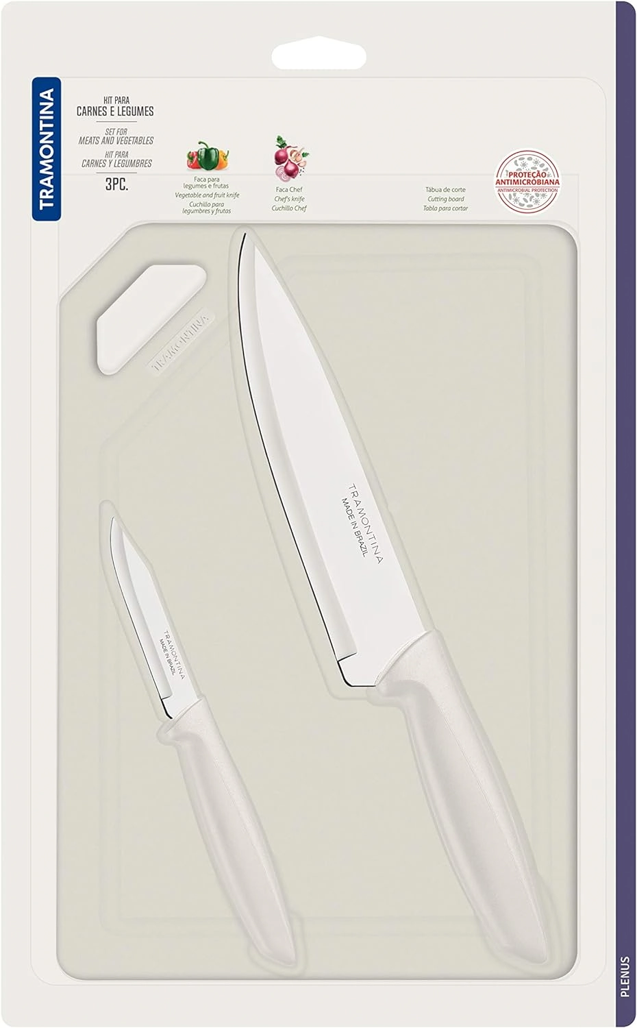 Kit Carne/Legumes Inox Plenus Off White 3 Peças