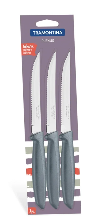 Jogo Faca Churrasco Fruta Plenus Inox 3pcs 23410365 Tramontina