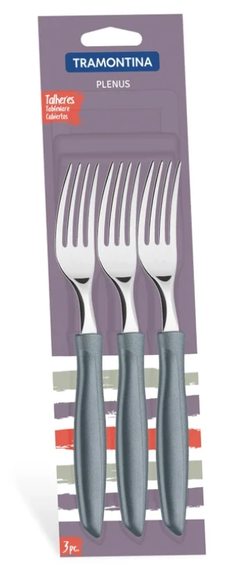 Jogo Garfo Mesa Plenus Inox Cinza 3pcs 23412360 Tramontina