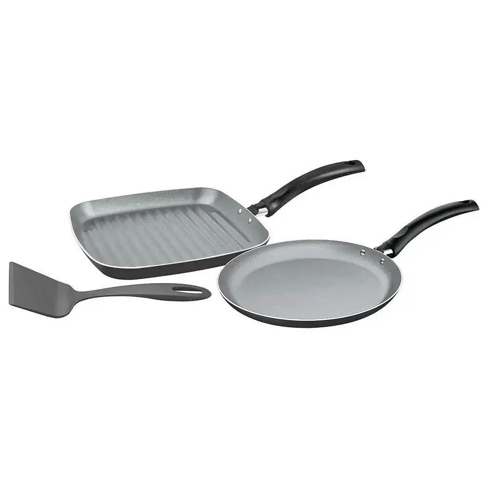 Kit Bistequeira Panquequeira Tramontina Turim Preto com Espátula 3 Peças