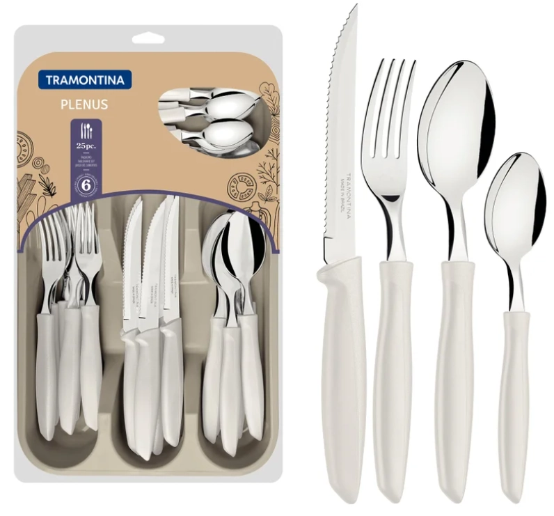 Faqueiro Plenus Inox Off White Gaveteiro 25pcs 23498330 Tramontina