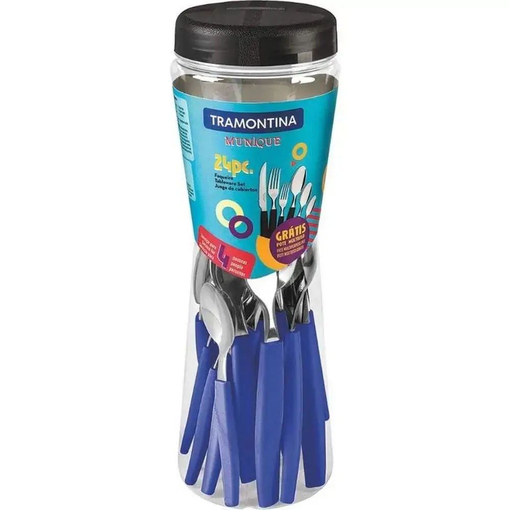 Tramont.faqueiro Inox C/24 Pcs Azul