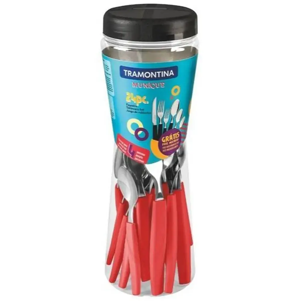 Tramont.faqueiro Inox C/24 Pcs Vermelho