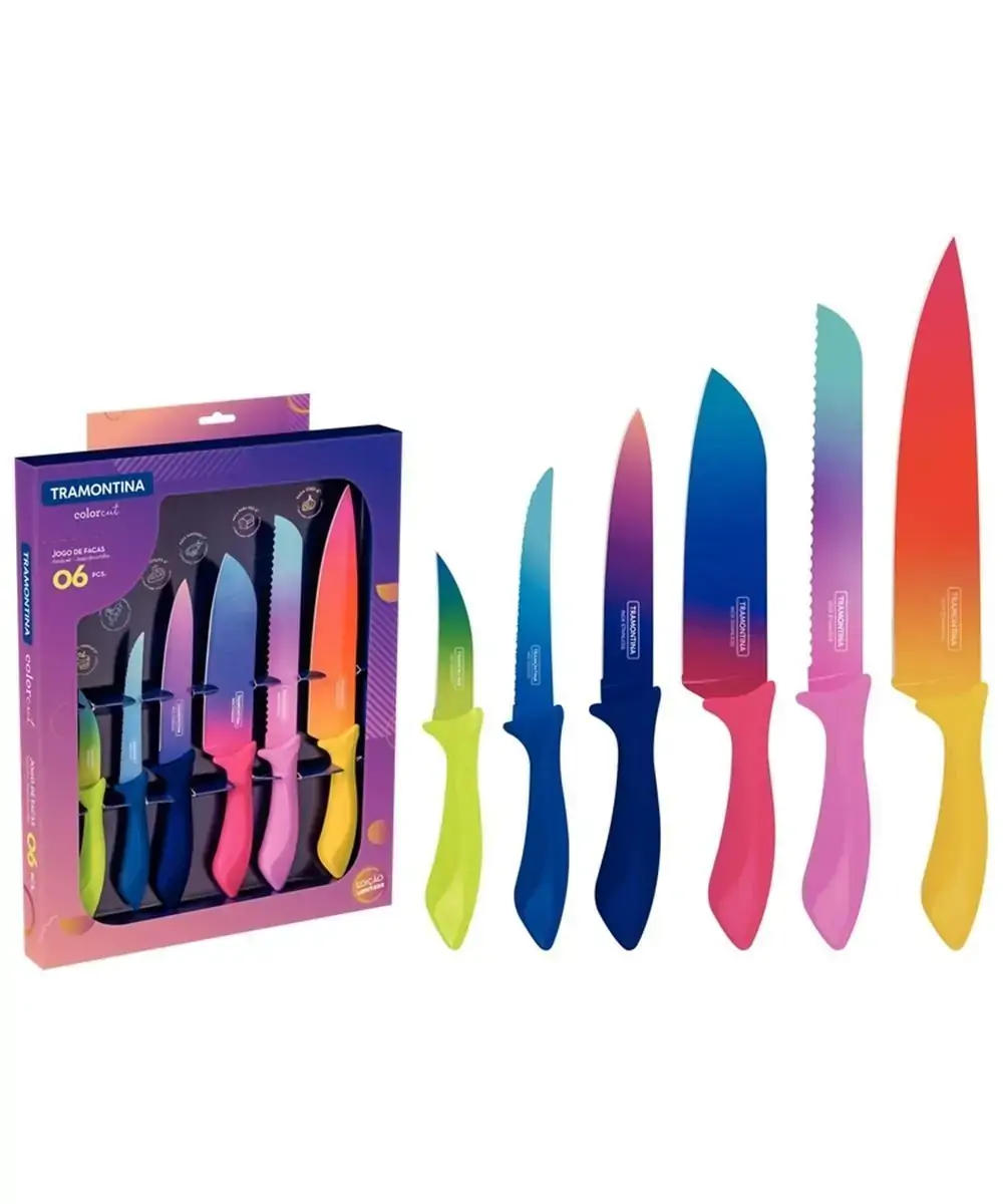 JOGO FACAS INOX 6PC COLORCUT MIS