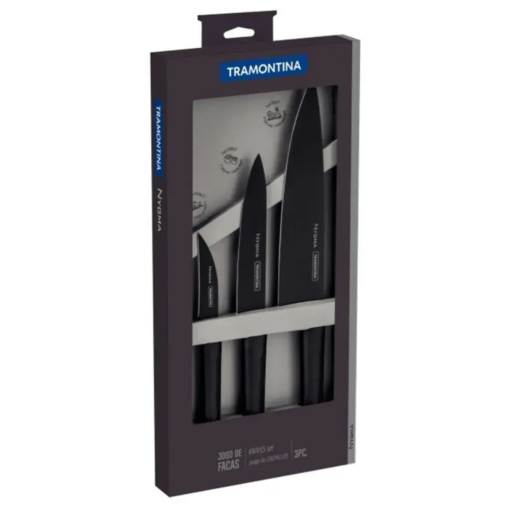 Jg Facas Tramontina Nygma Inox C/3 Pcs Preto