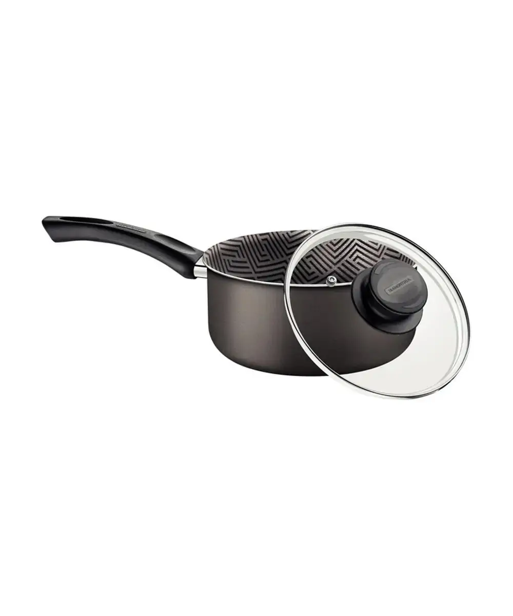 Panela Tramontina Paris Antiaderente Chumbo com Tampa de Vidro 18CM