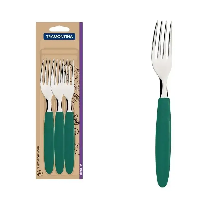 Conjunto Garfos Mesa Inox 3 Peças Ipanema Verde Tramontina
