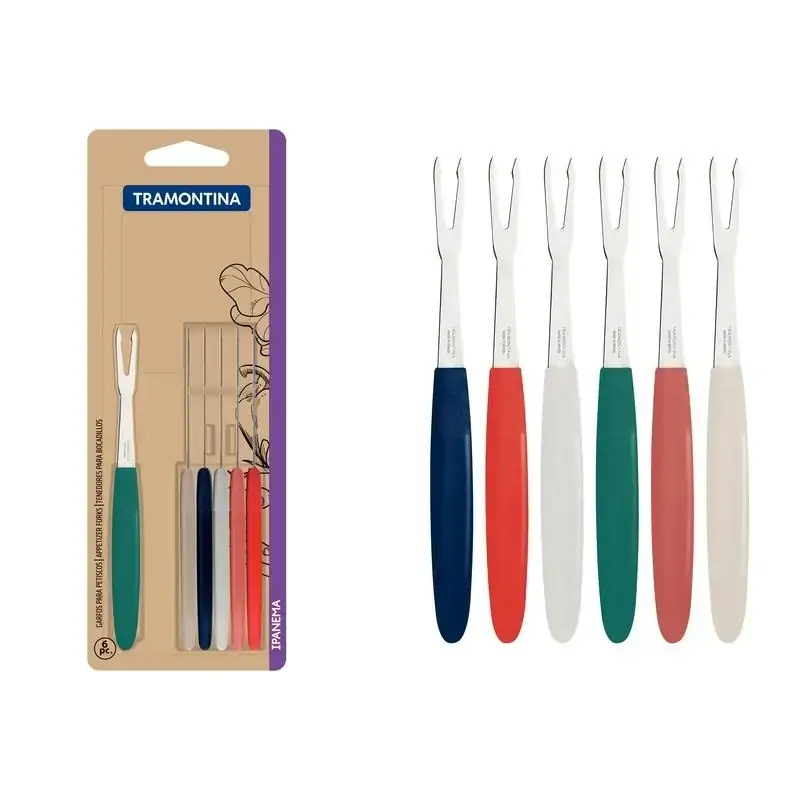 Conjunto Garfo Petisco Inox Ipanema Misto 6 Peças
