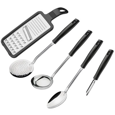 Jogo de Utensílios Inox Easy Preto 5 Peças