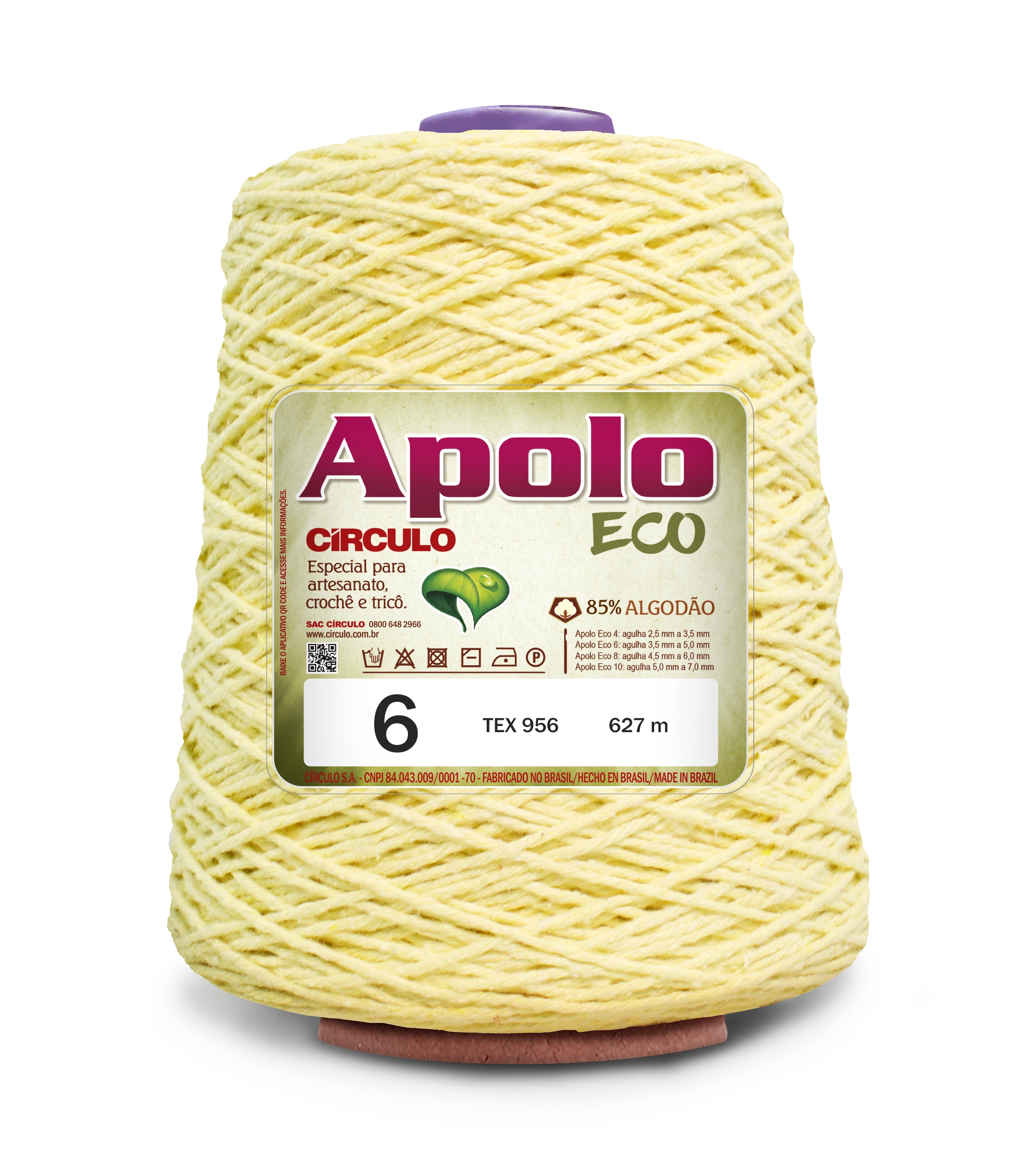Barbante Circulo Apolo Eco 6 Amarelo Bebe 600g Cor1074