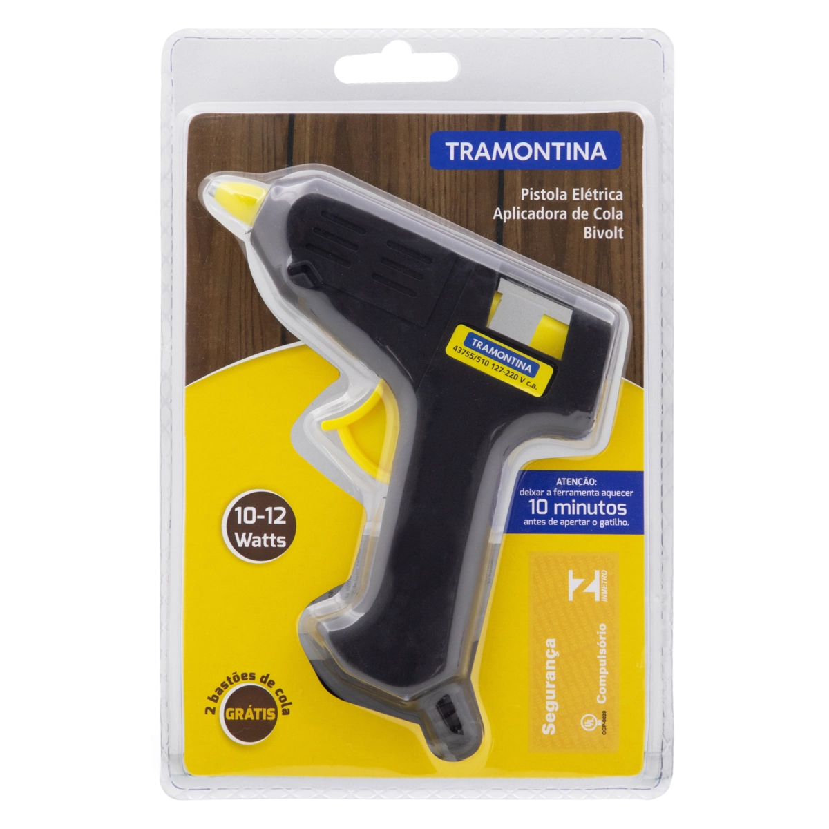 Pistola Elétrica para Cola Quente 12w Bivolt Preta E Amarela