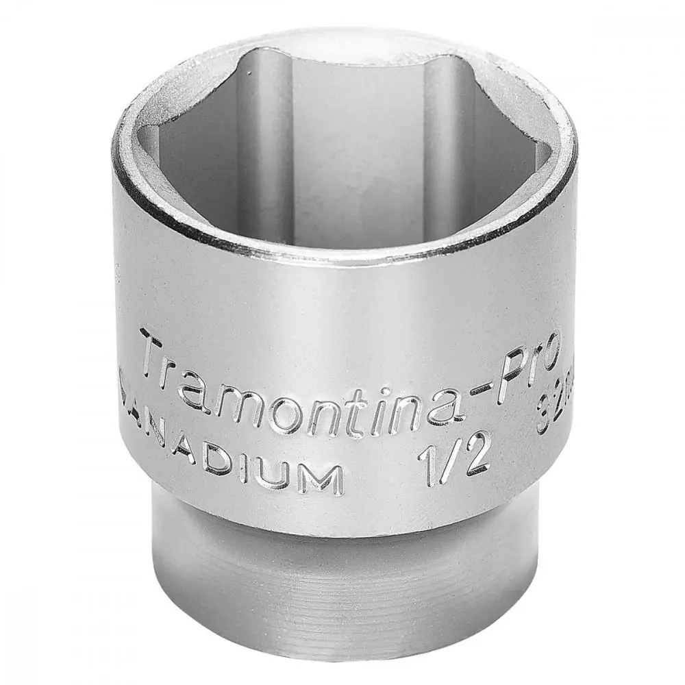 Soquete Sextavado Em Aço Cromo Vanádio 8 Mm - Encaixe 1/2" Tramontina Pro