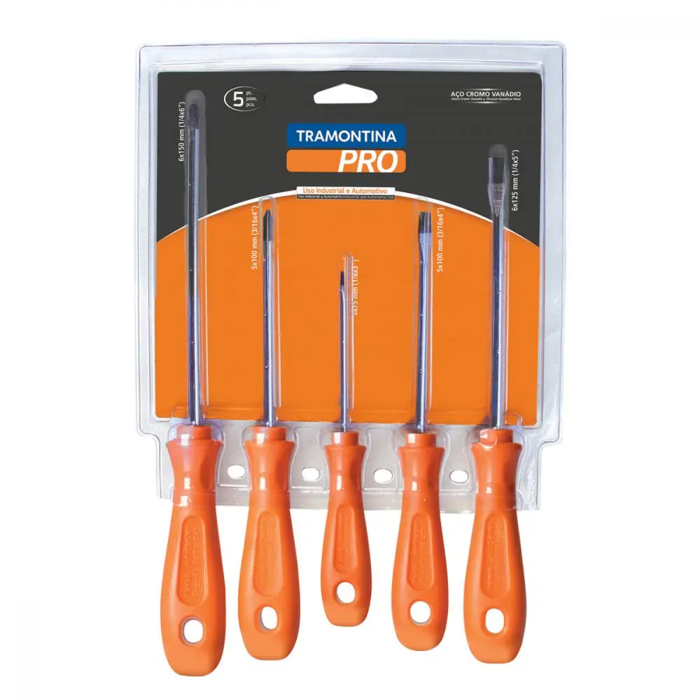 Chave Fenda 5pc Universal 3fendas/2philips 44130/505 Tramon Pro