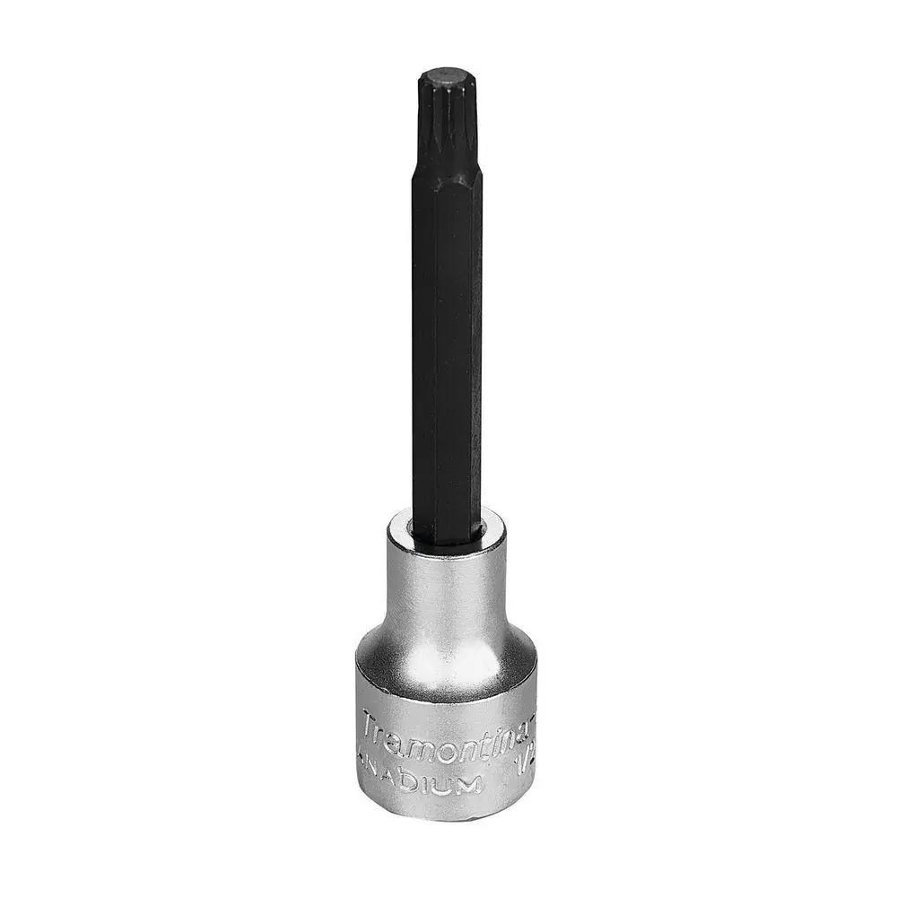 Soquete Longo Em Aço Cromo Vanádio Ponta Multidentada 8 Mm - Encaixe 1/2"
