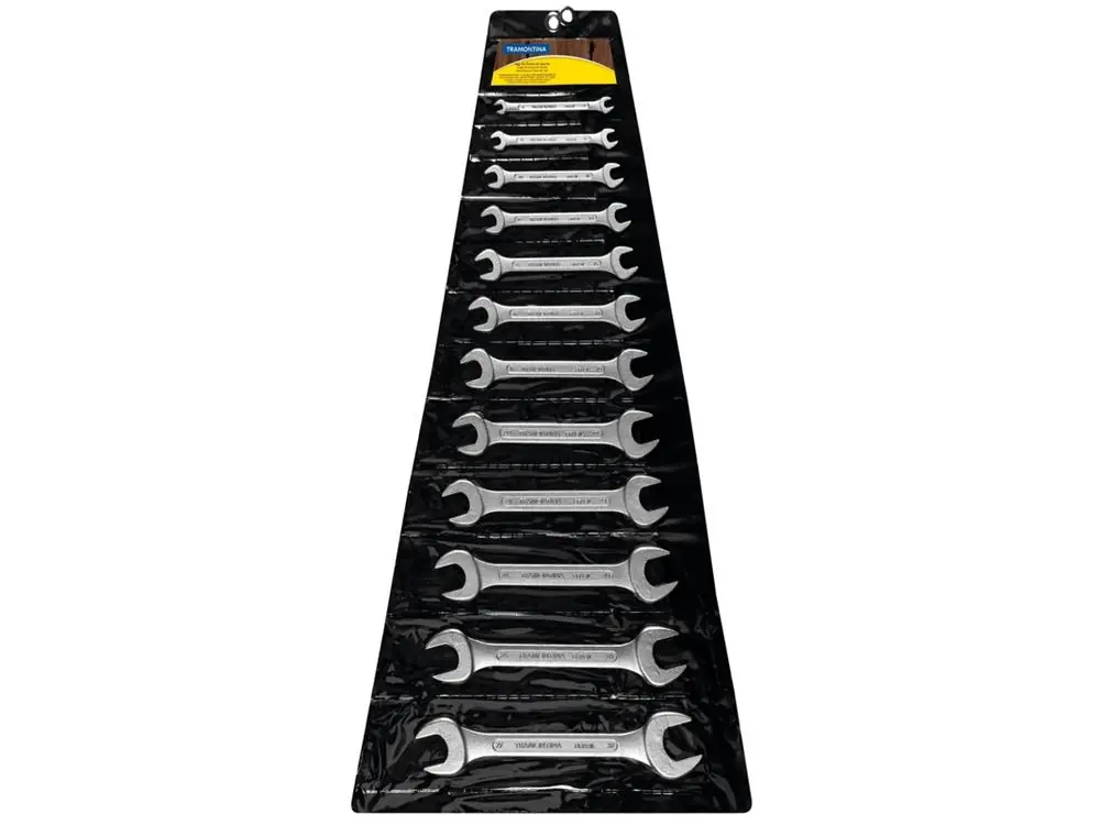 Jogo De Chaves Fixas 12 Pcs Corpo Em Aco Especial Acabamento Cromado Bocas Calibradas Tramontina
