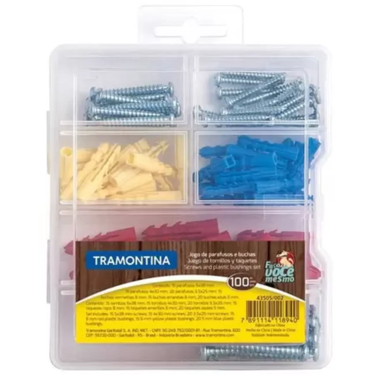 Jogo De Buchas E Parafusos 100 Peças Tramontina 43505/002