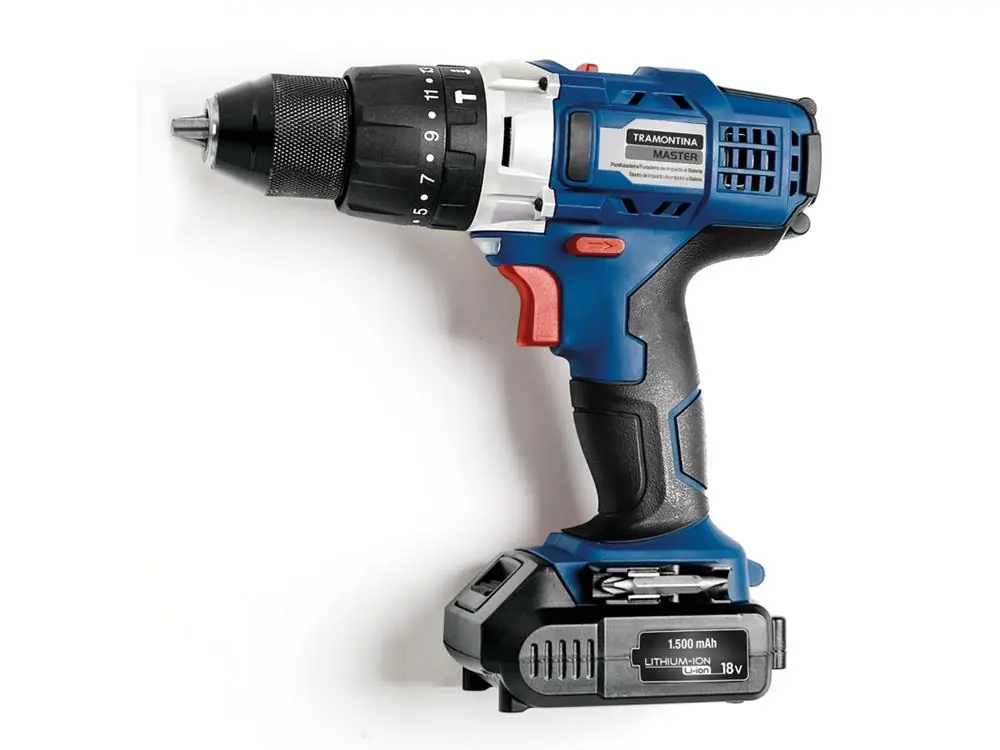 Parafusadeira Furadeira Bateria Ions De Litio 18v Motor Com 2 Velocidades Com Impacto Tramontina