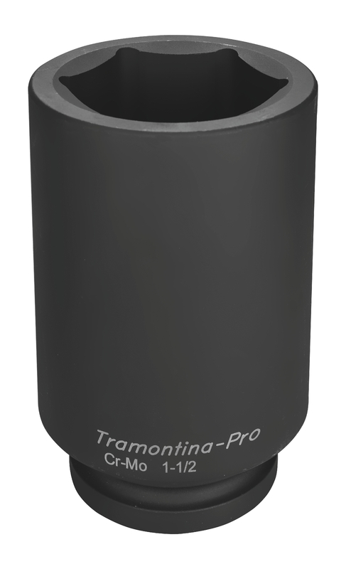 Soquete De Impacto Sextavado Longo Em Aco Cromo Molibdenio 75 Mm - Encaixe 1 1 2 Tramontina