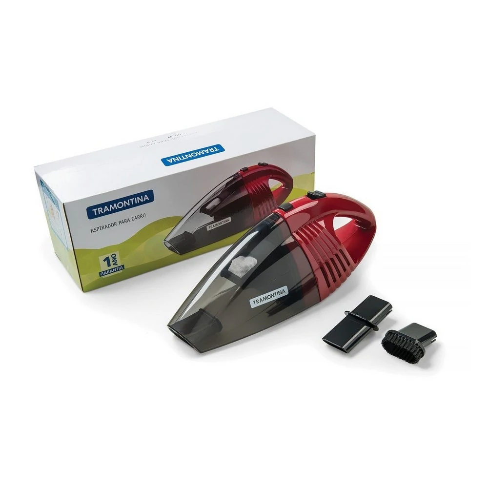 Aspirador de Pó Portátil para Carros 60w 12v Preto E Vermelho