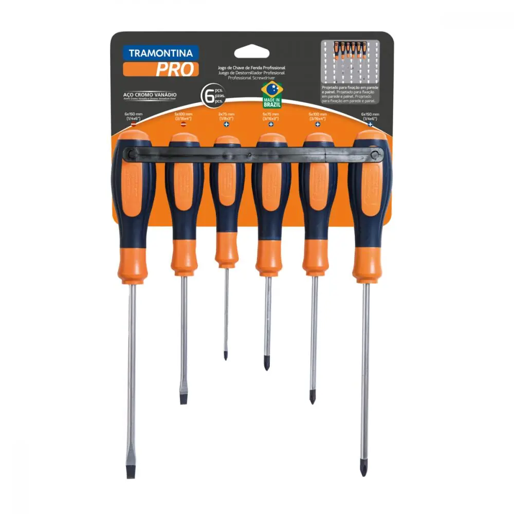 Jogo De Chaves De Fenda Ultragrip Plus 6 Peças Tramontina Pro