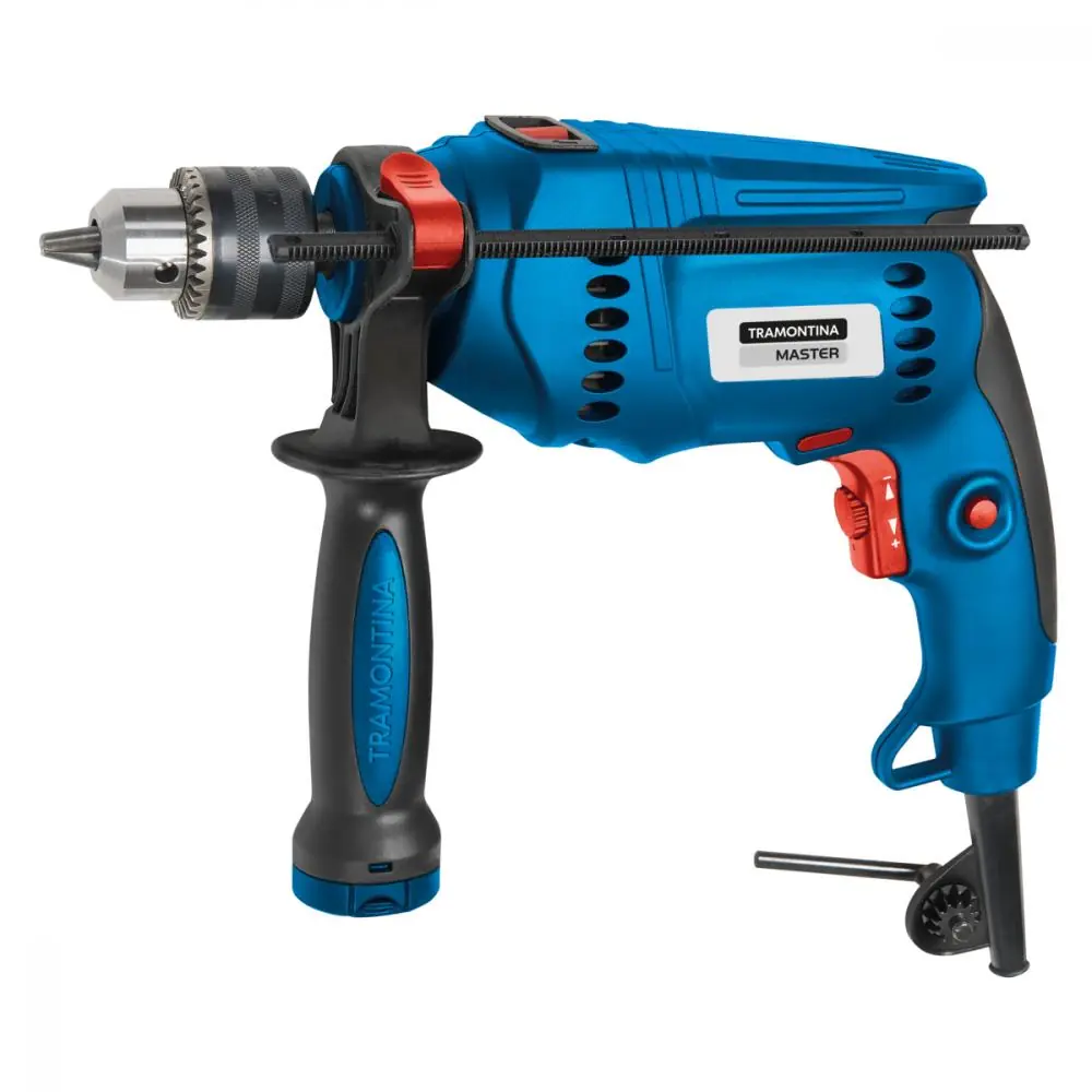 Furadeira De Impacto 600 W 1/2" 127 V Tramontina Para Uso Profissional Com Empunhadura Auxiliar Velocidade Variável E Si