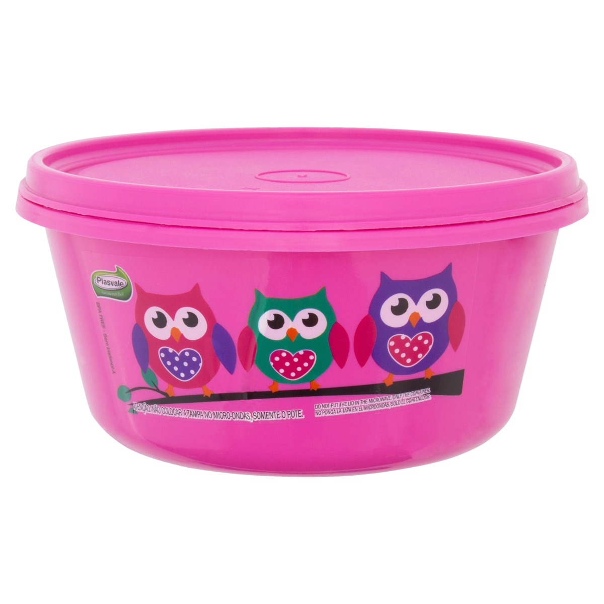 Pote Plástico Rosa Redondo Coruja 1l Plasvale