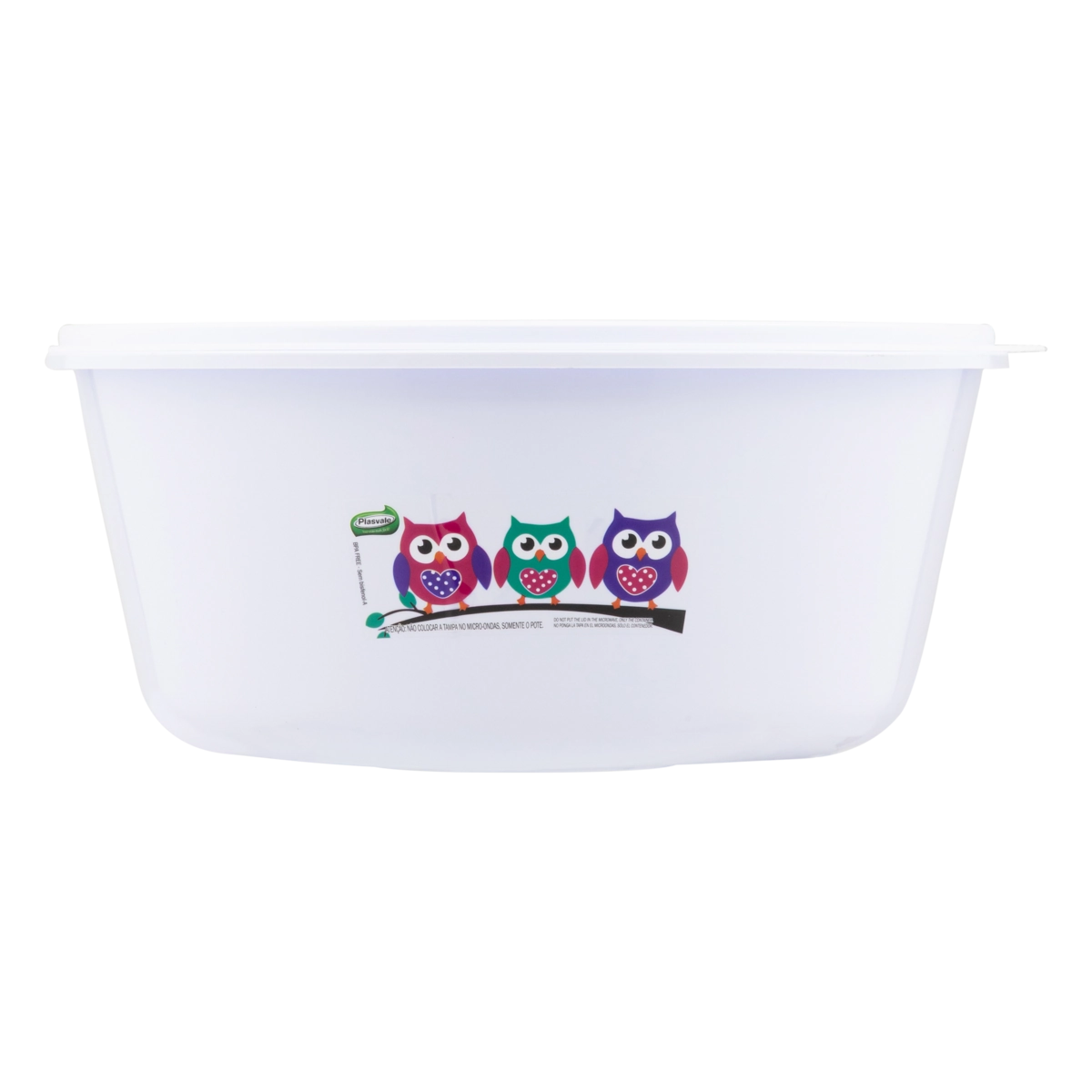 Pote Plástico Branco Redondo Coruja 7,5l Plasvale